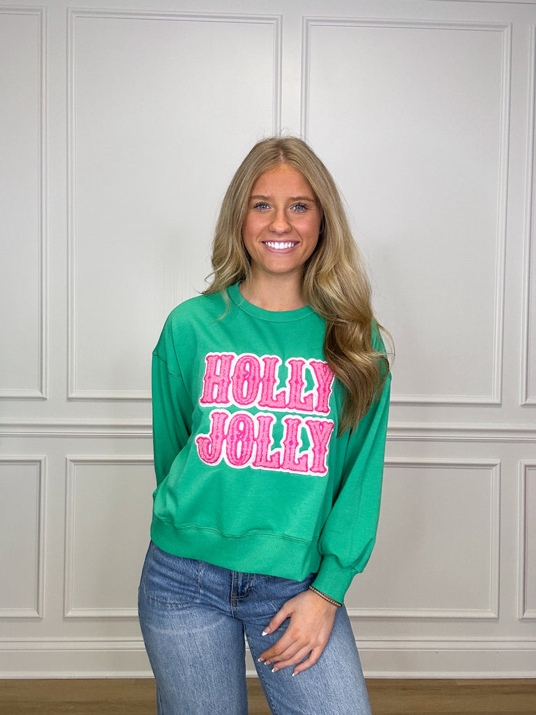 Holly Jolly Sweatshirt Clothing Peacocks & Pearls   