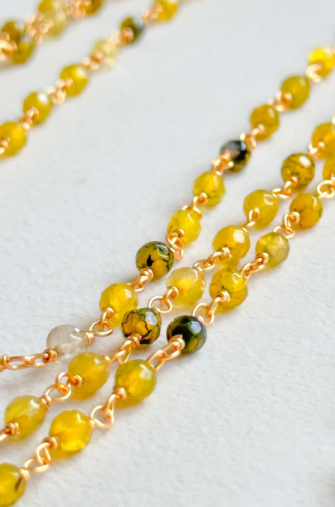 Triple Stone Necklace Jewelry Peacocks & Pearls Yellow  