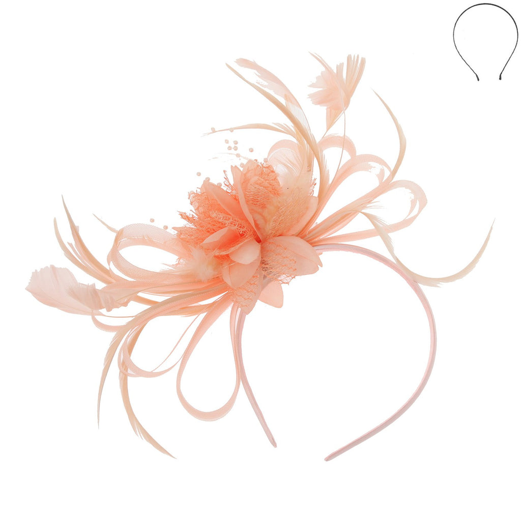 Check It Out Fascinator Accessories Peacocks & Pearls Peach