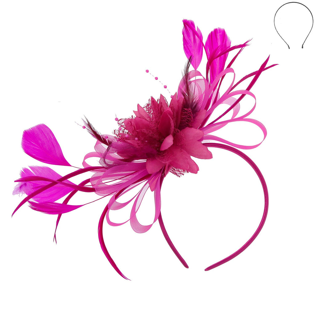 Check It Out Fascinator Accessories Peacocks & Pearls Fuchsia