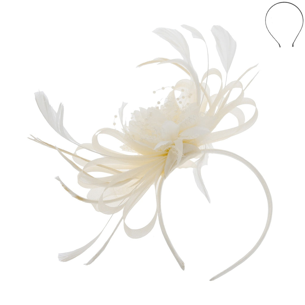 Check It Out Fascinator Accessories Peacocks & Pearls Ivory