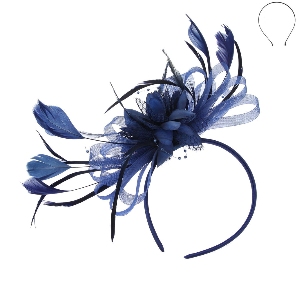 Check It Out Fascinator Accessories Peacocks & Pearls Navy