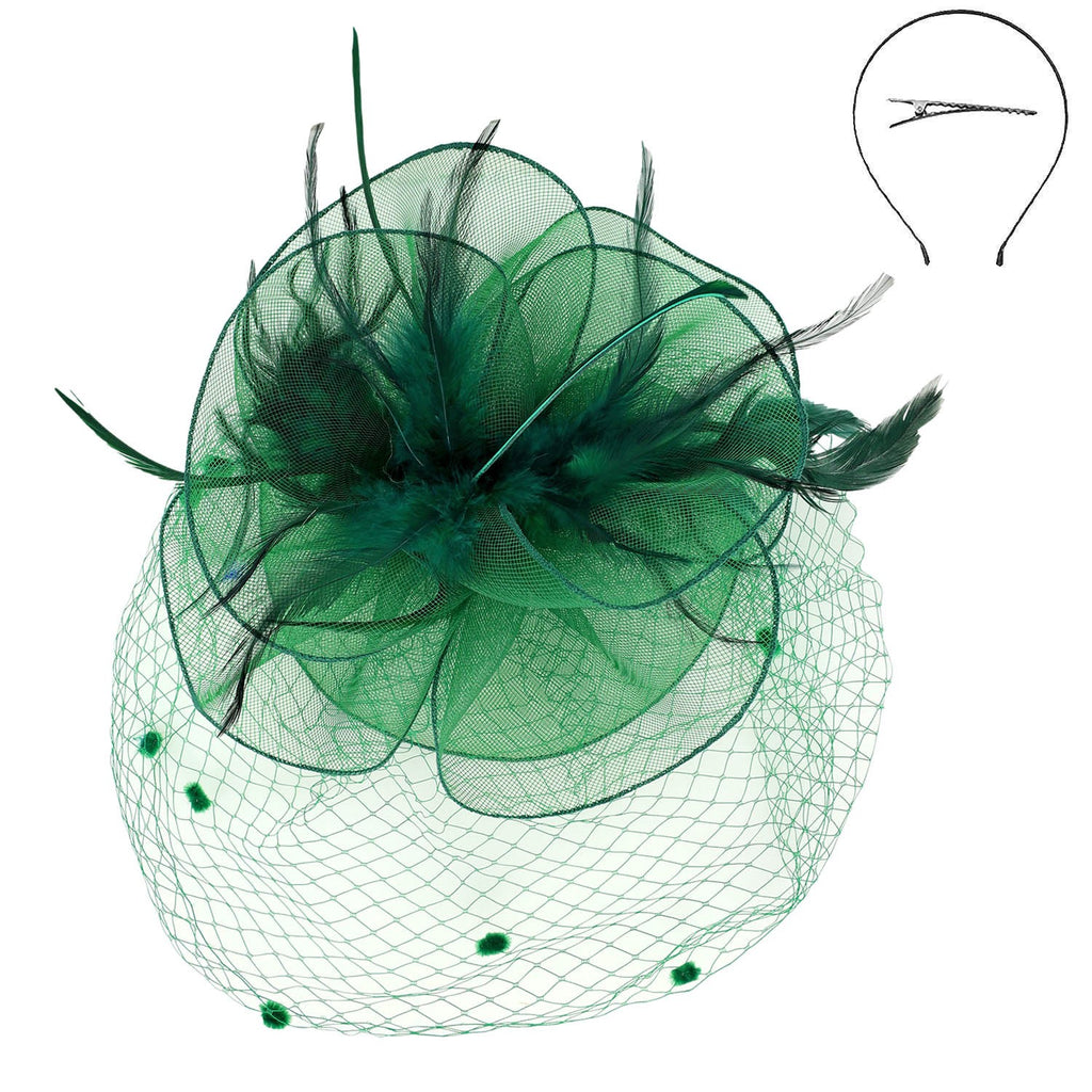 'Til The Trumpet Fascinator Accessories Peacocks & Pearls Green