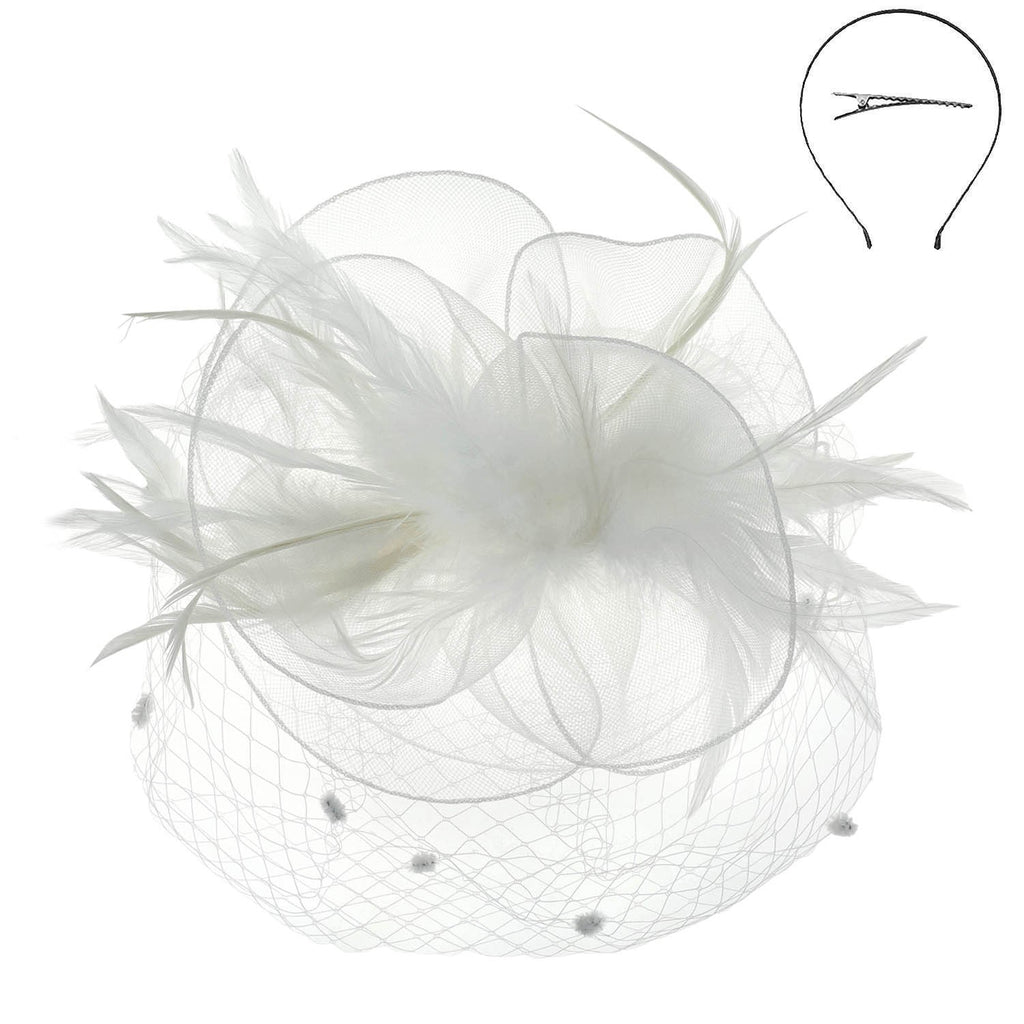 'Til The Trumpet Fascinator Accessories Peacocks & Pearls White