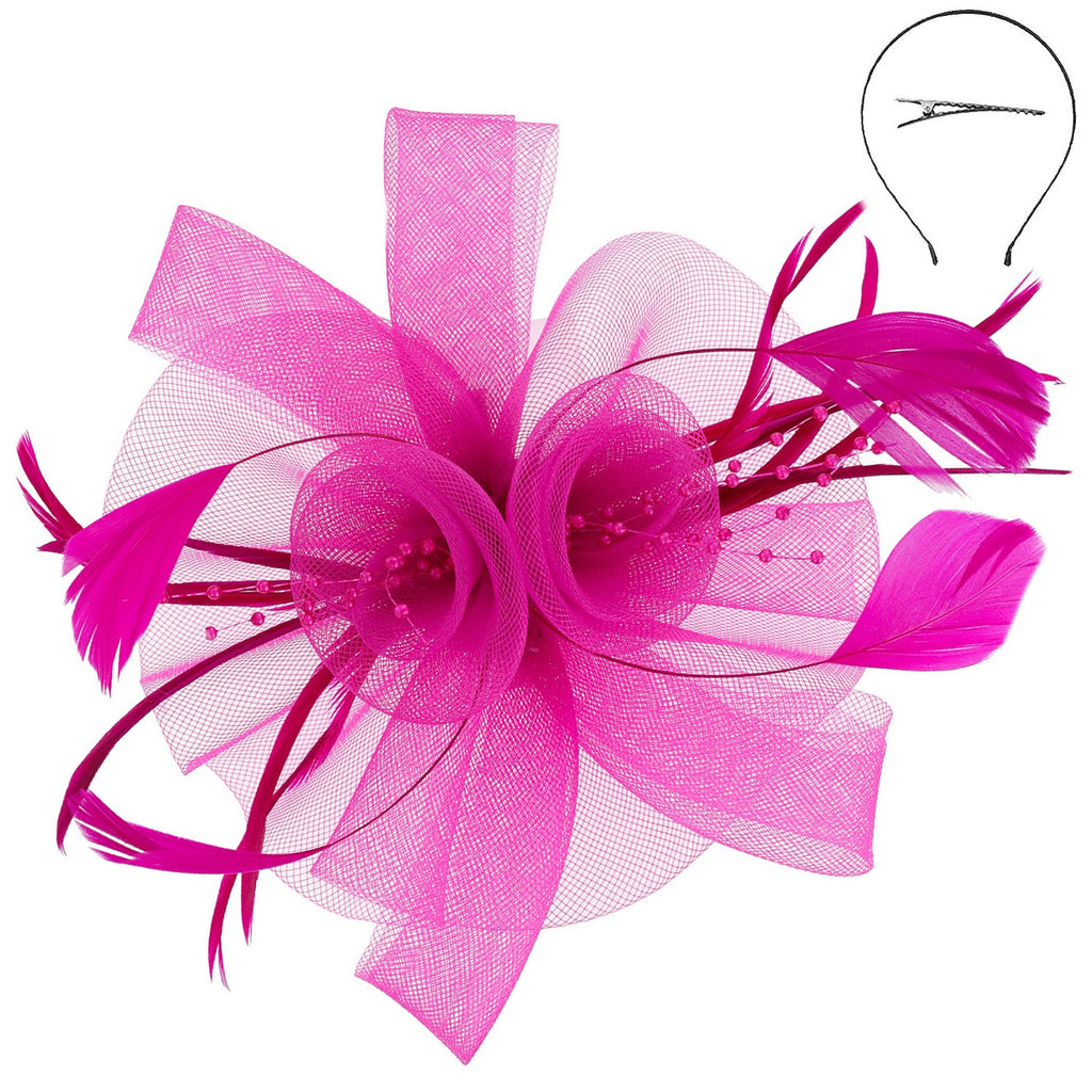 In The Spotlight Fascinator Accessories Peacocks & Pearls Fuchsia