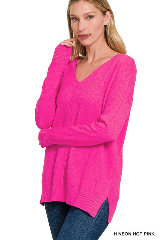 Endless Comfort Sweater Clothing Peacocks & Pearls Heather Neon Pink S/M 
