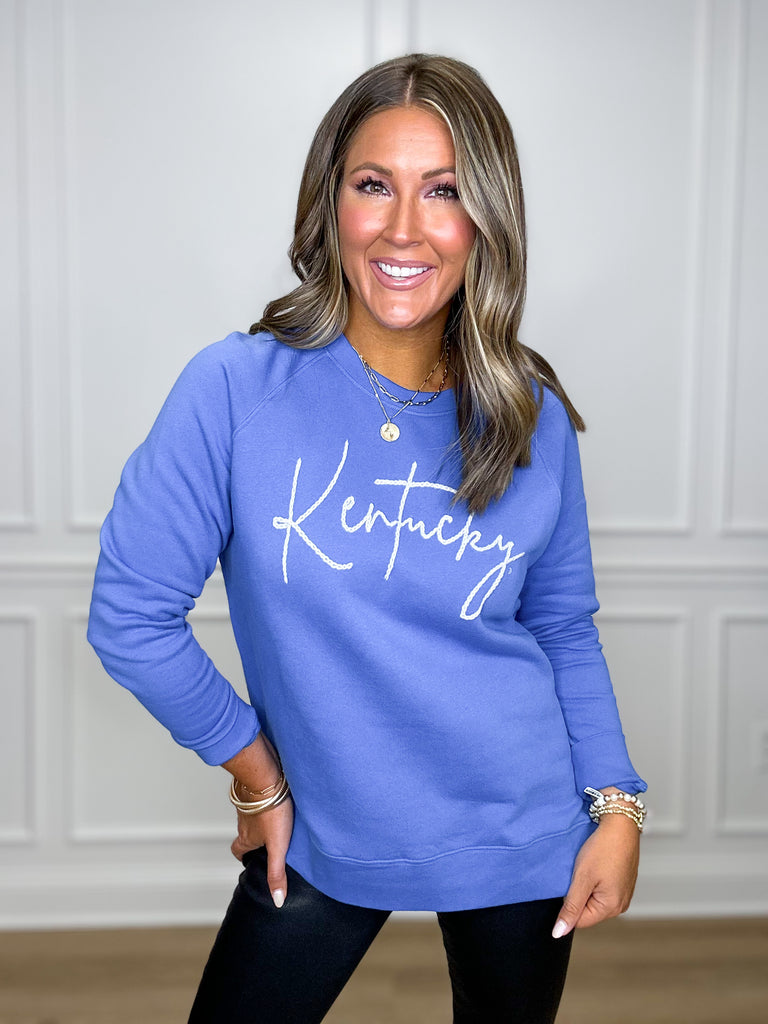 The Embroidered Kentucky Sweatshirt Clothing Peacocks & Pearls Blue XS 
