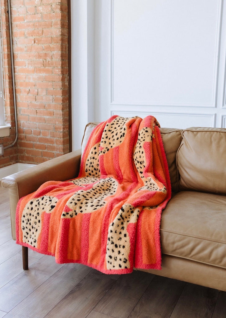 Wild Life Lounge Throw Home Peacocks & Pearls Orange