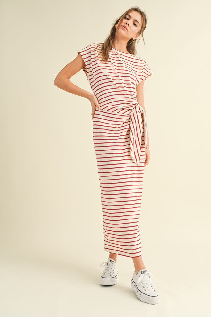 Stripes Away Midi Clothing Peacocks & Pearls Red S