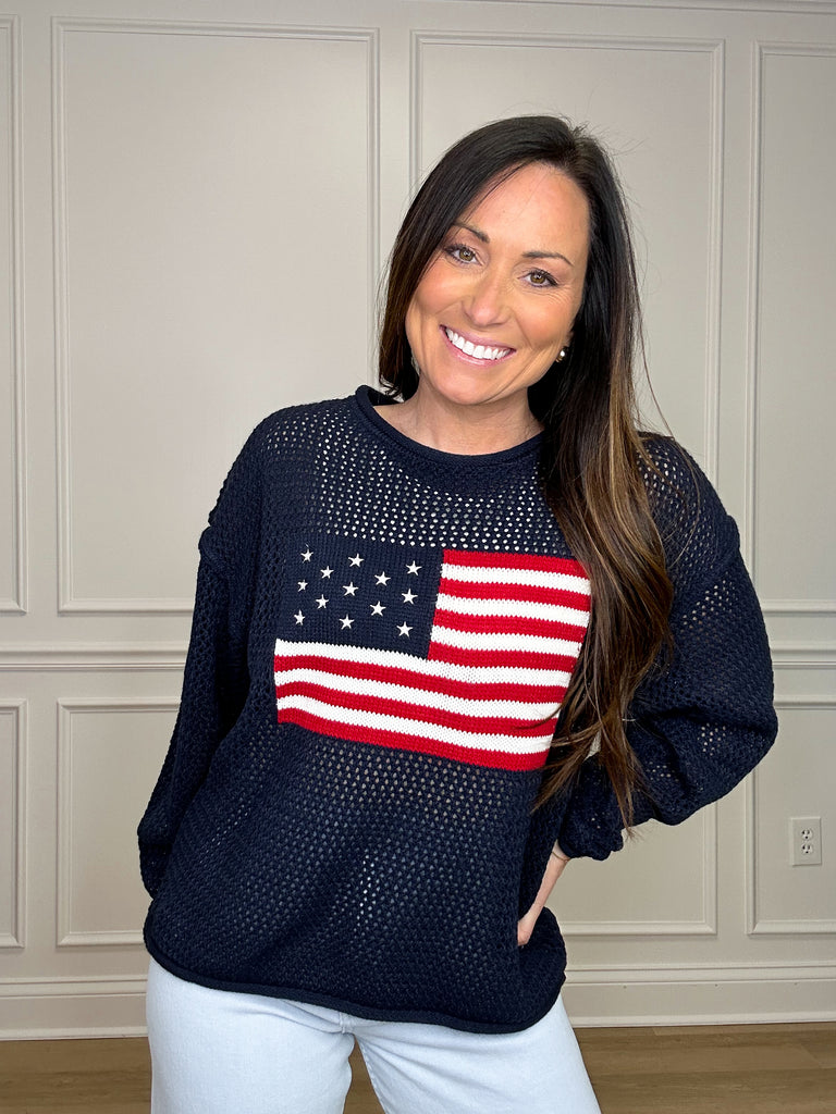 Independence Day Sweater Clothing Peacocks & Pearls Navy S