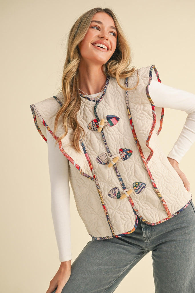 Unique Vibes Quilted Vest Clothing Peacocks & Pearls   