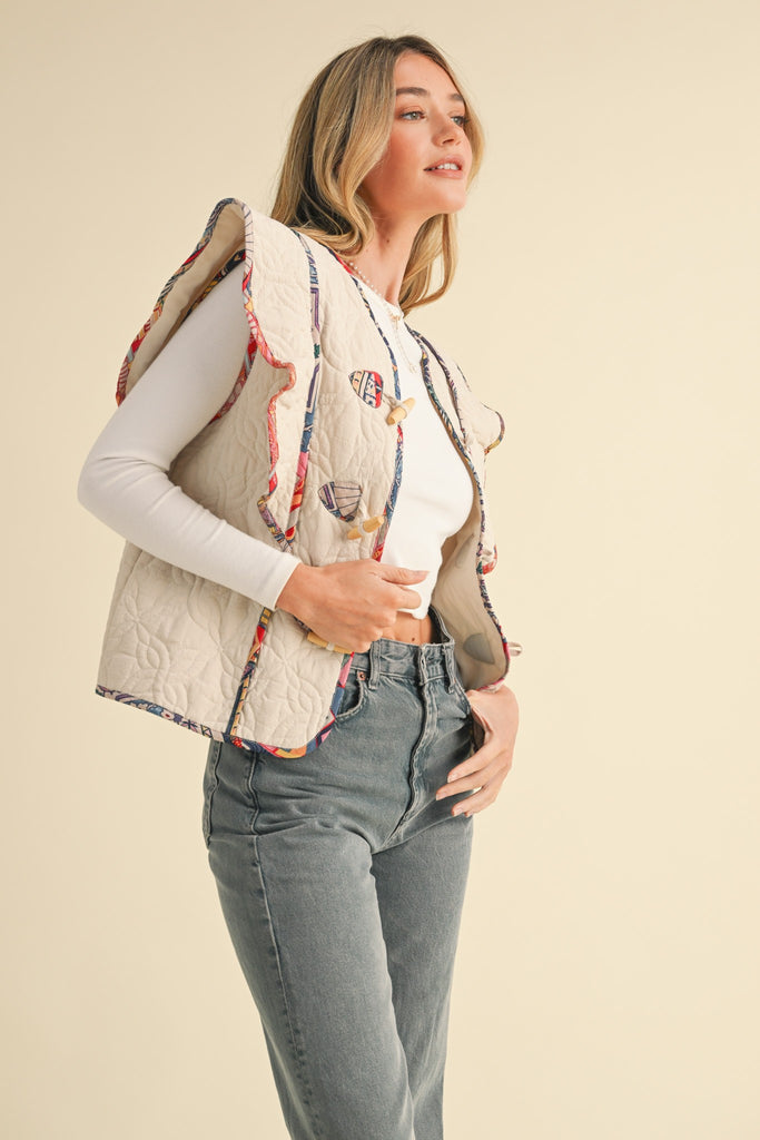 Unique Vibes Quilted Vest Clothing Peacocks & Pearls   