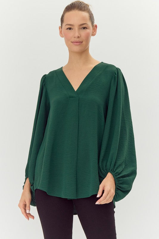 Never Basic Blouse Clothing Peacocks & Pearls Hunter Green S 