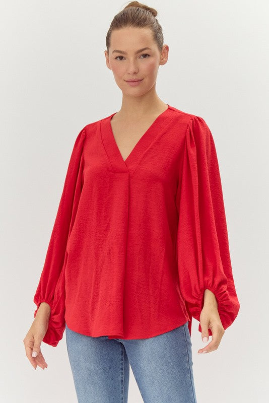 Never Basic Blouse Clothing Peacocks & Pearls Red S 