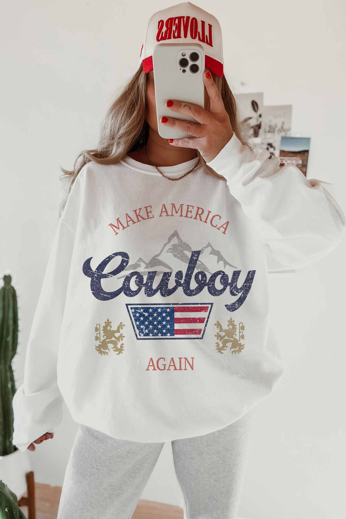 Make America Cowboy Again Crewneck Clothing Peacocks & Pearls   