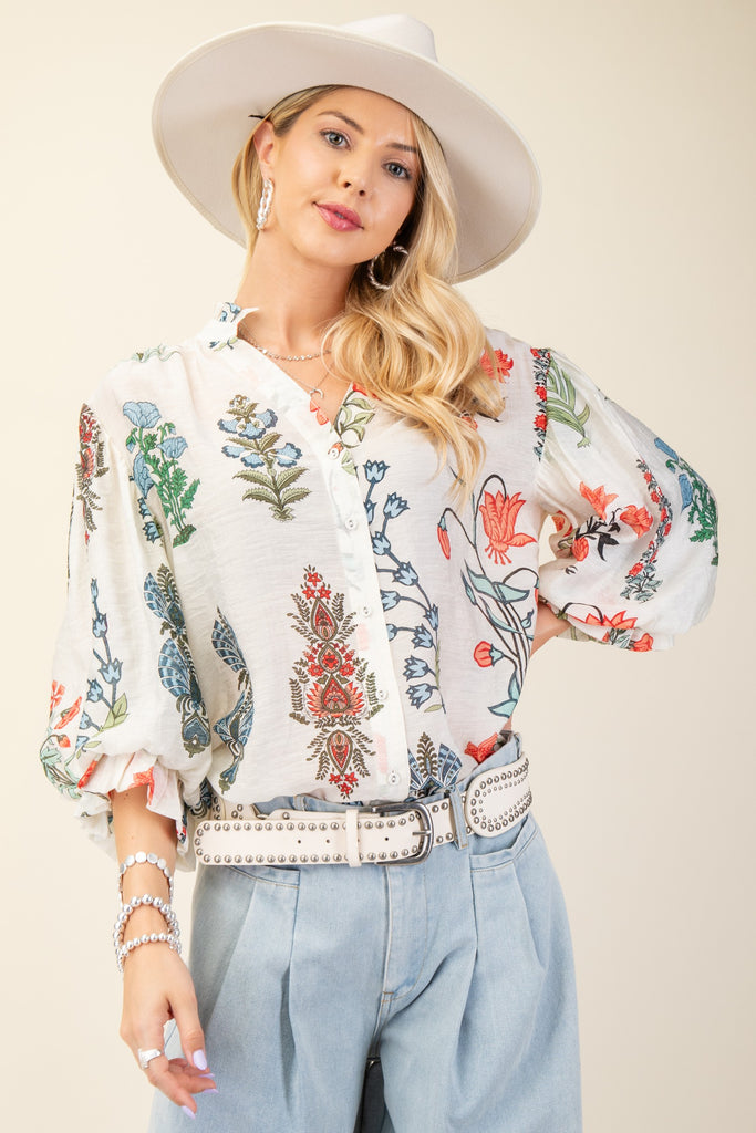 You Proof Blouse Clothing Peacocks & Pearls Off White S
