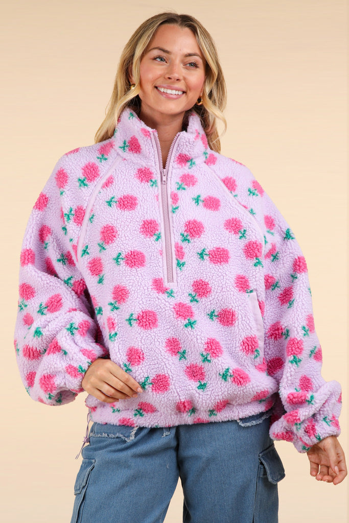 Floral Fleece Pullover Clothing Peacocks & Pearls