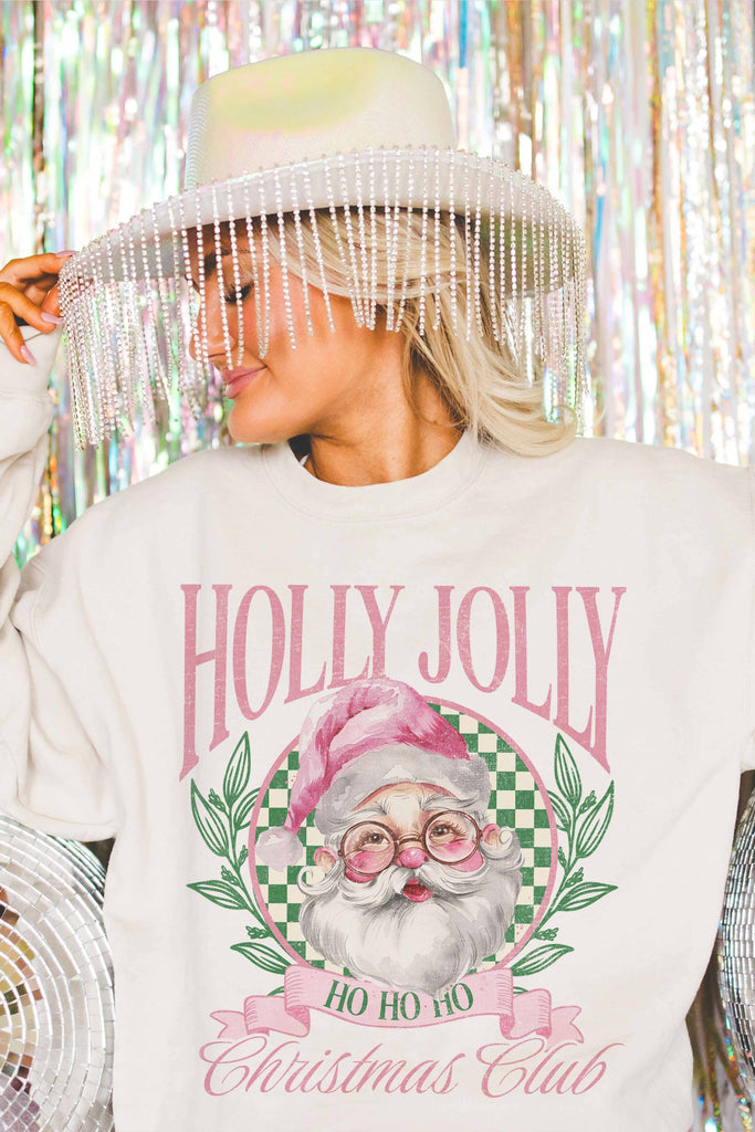 Holly Jolly Christmas Club Sweatshirt Clothing Peacocks & Pearls   