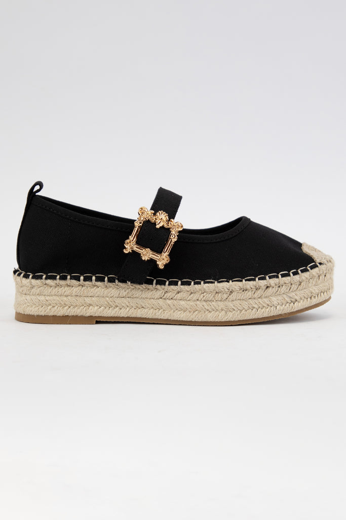 Wynna Espadrille Platform Shoes Peacocks & Pearls Black 5