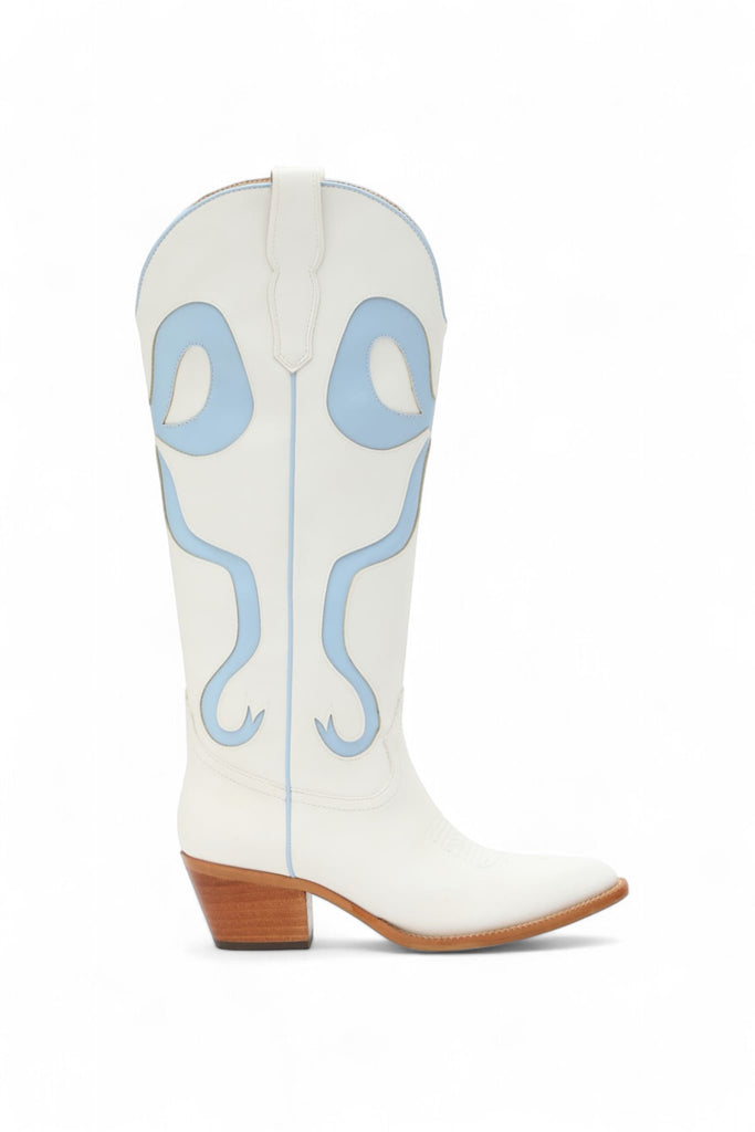 The Ruby Bow Boots Shoes Peacocks & Pearls White/Light Blue 6