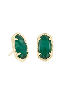 Ellie Glass Stud Jewelry Kendra Scott Gold Emerald Cat's Eye  