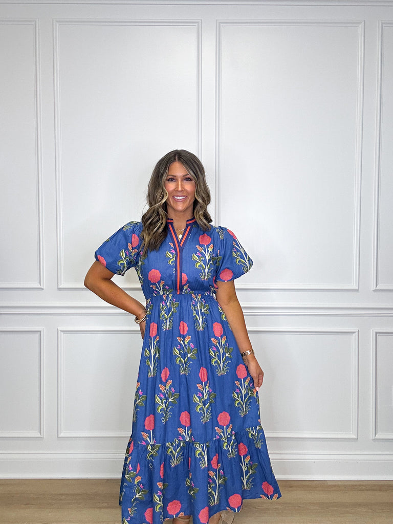 Floral Fall Days Maxi Clothing Peacocks & Pearls Blue XS 