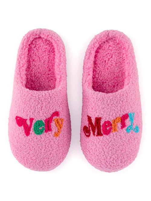 Very Merry Slippers Shoes Peacocks & Pearls Pink S/M 