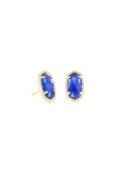 Ellie Glass Stud Jewelry Kendra Scott Gold Cobalt Cat's Eye  