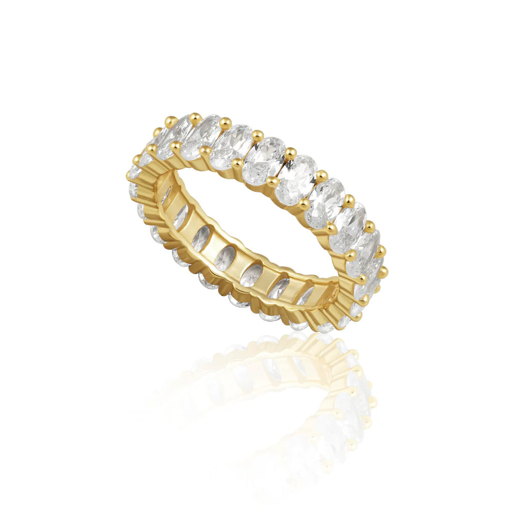 Oval Eternity Ring Jewelry Peacocks & Pearls Gold 6 