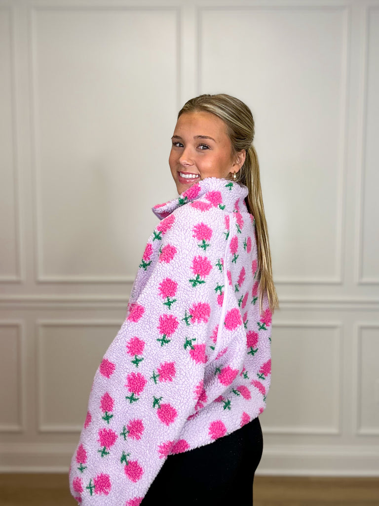 Floral Fleece Pullover Clothing Peacocks & Pearls