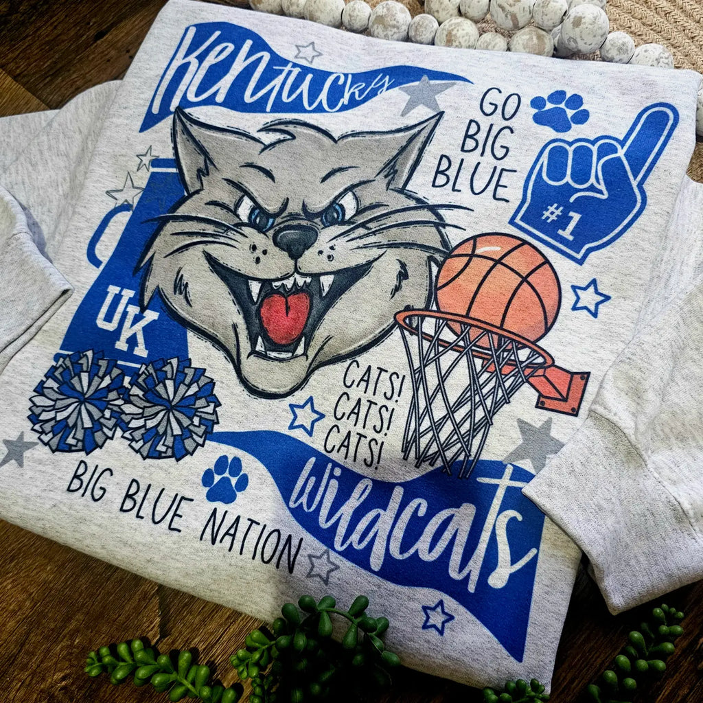 Kentucky Basketball Crewneck Clothing Peacocks & Pearls Gray S