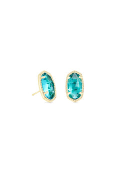 Ellie Glass Stud Jewelry Kendra Scott Gold London Blue  