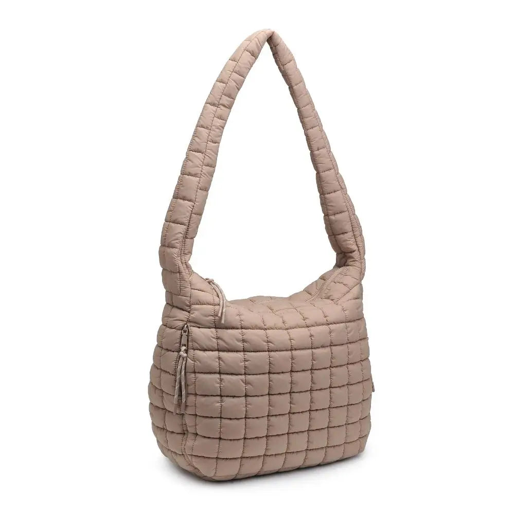 Leda Quilted Nylon Hobo Bags Peacocks & Pearls Natural  