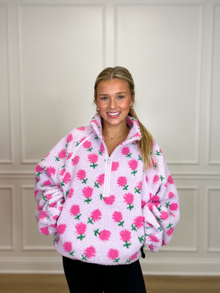 Floral Fleece Pullover Clothing Peacocks & Pearls