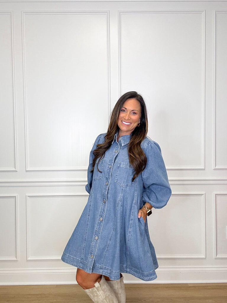 Grand Things Denim Dress Clothing Peacocks & Pearls Denim S 