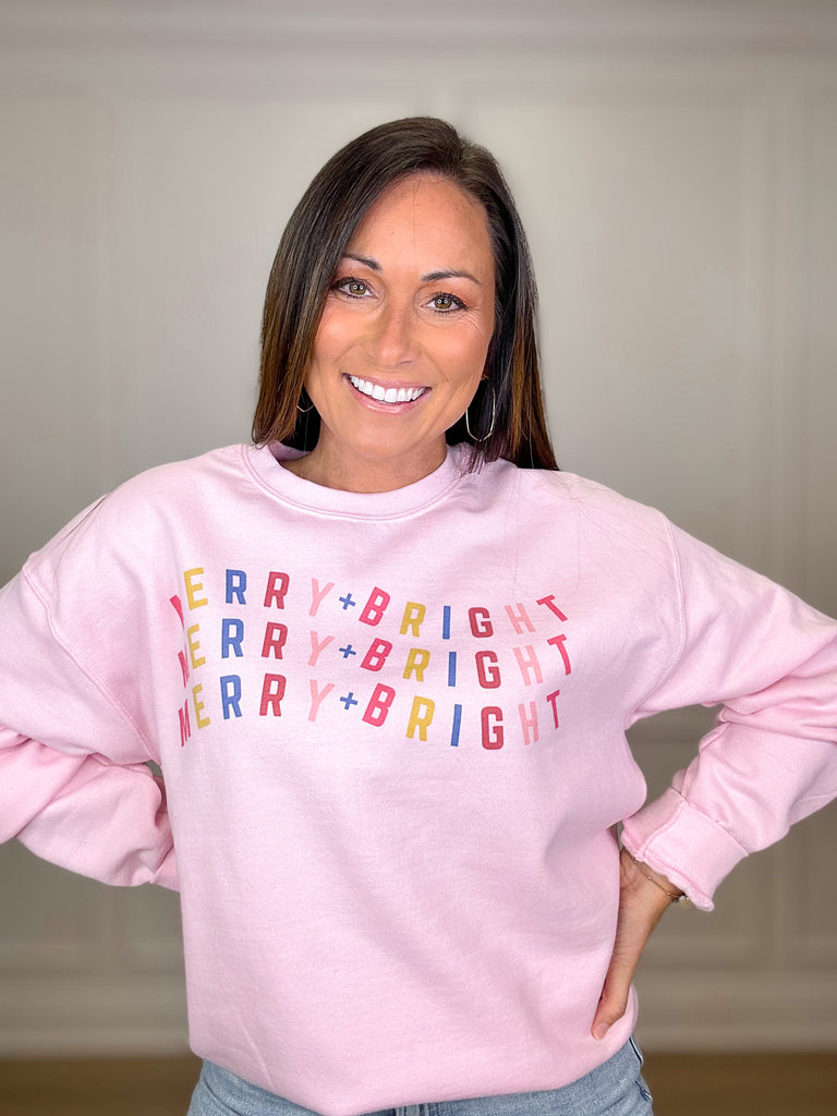 Merry & Bright Crewneck Clothing Peacocks & Pearls Pink S/M 