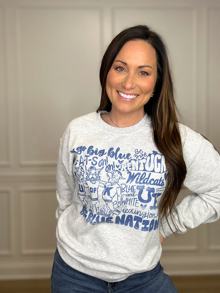 Big Blue Nation Crewneck Clothing Peacocks & Pearls