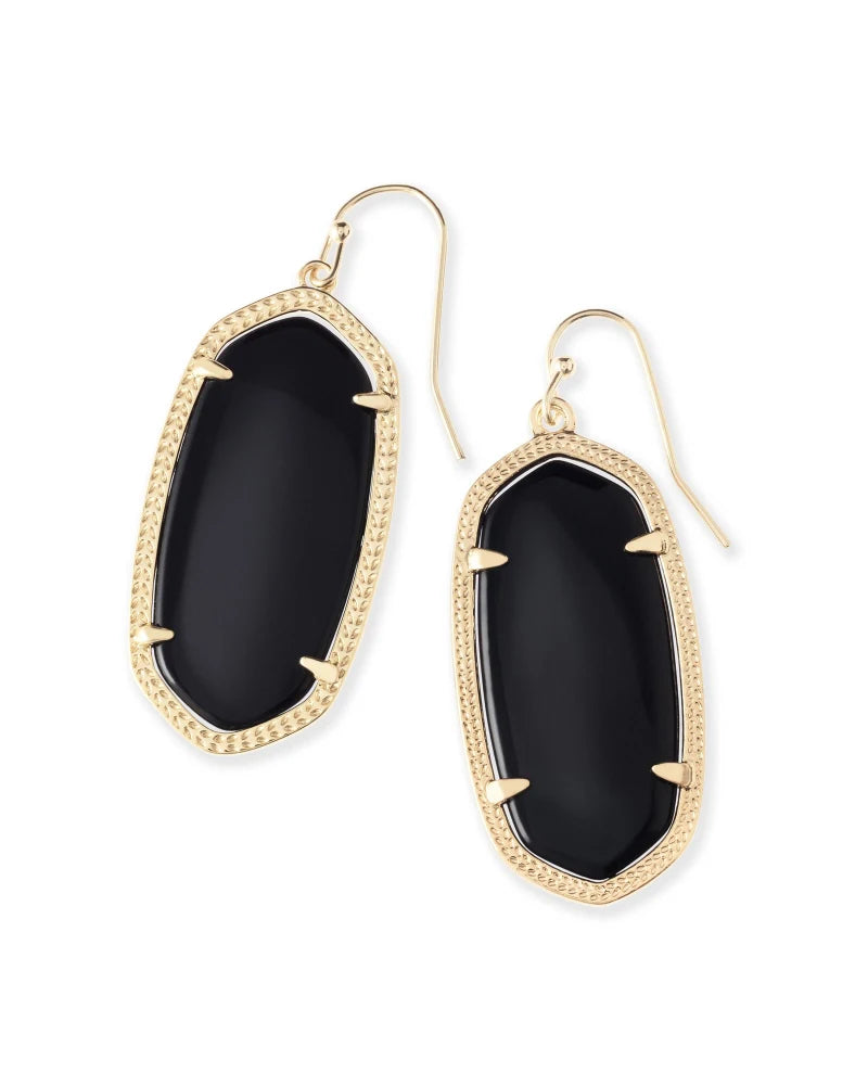 Elle Earring Jewelry Kendra Scott Gold Black Opaque Glass  