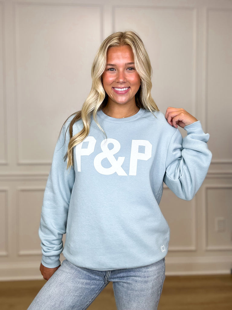 P&P Block Letter Crewneck Clothing Peacocks & Pearls   