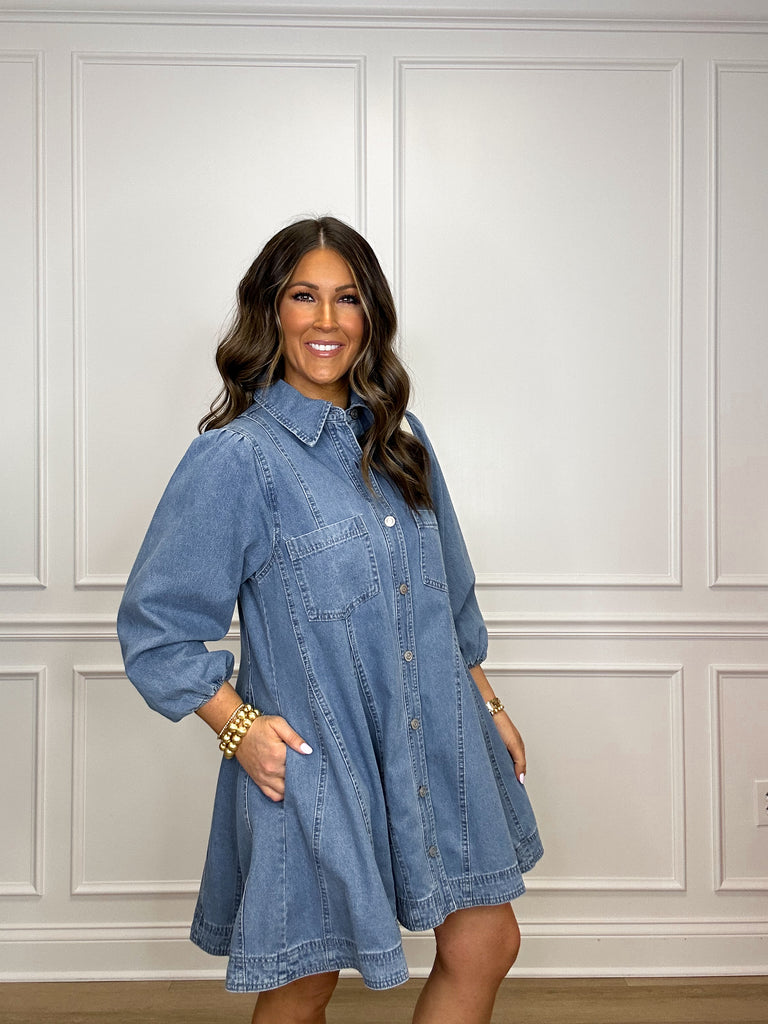 The Moroney Denim Dress Clothing Peacocks & Pearls Denim M