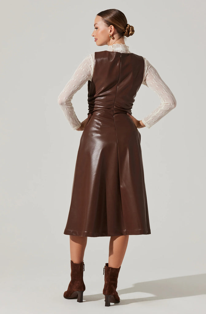 Omaira Faux Leather Dress Sale Peacocks & Pearls