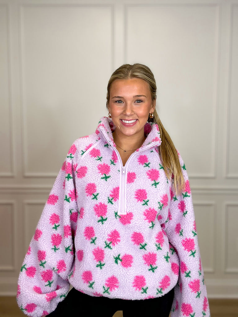 Floral Fleece Pullover Clothing Peacocks & Pearls