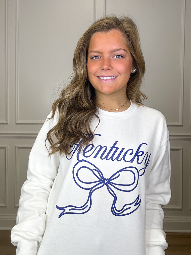 Kentucky Girl Bow Crewneck Clothing Peacocks & Pearls   