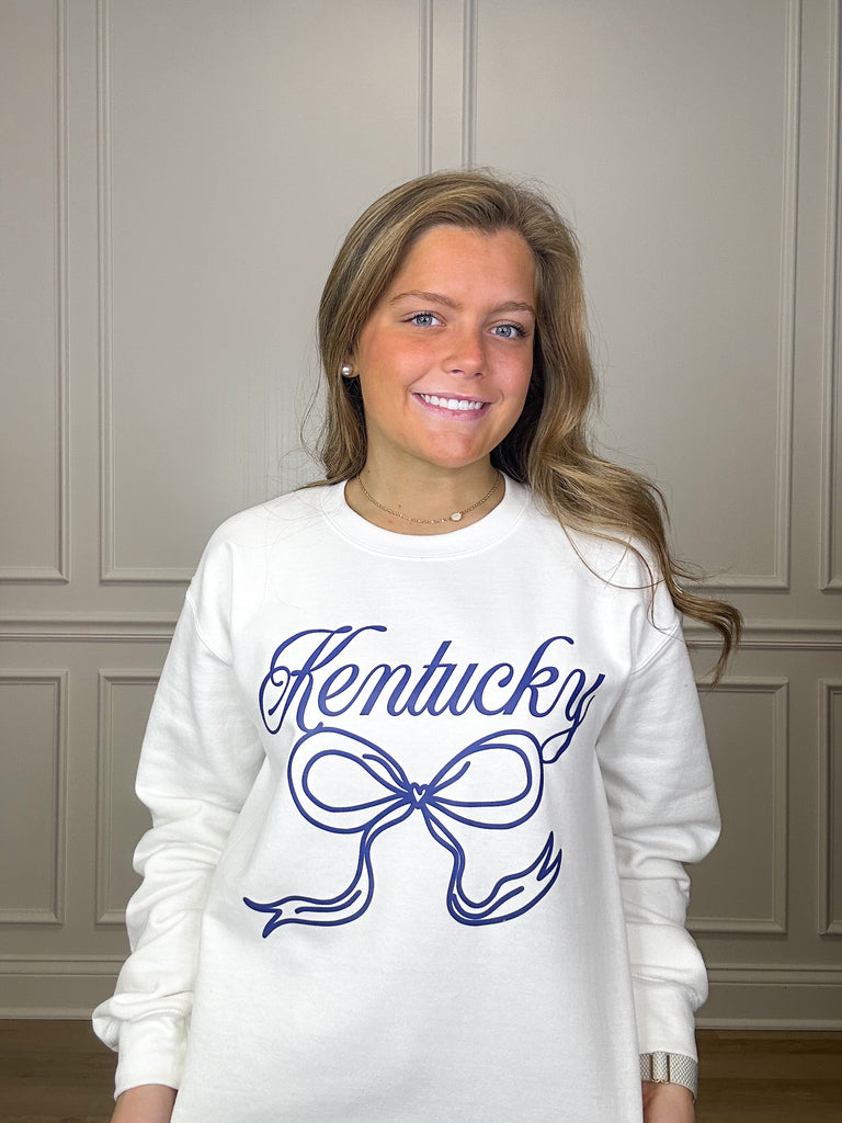 Kentucky Girl Bow Crewneck Clothing Peacocks & Pearls   