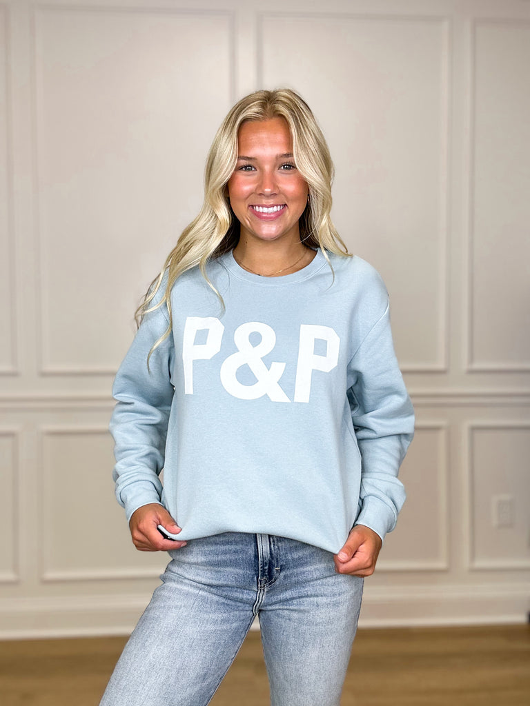 P&P Block Letter Crewneck Clothing Peacocks & Pearls   