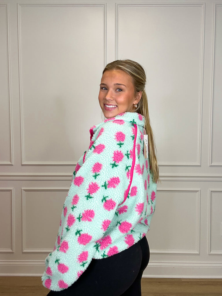 Floral Fleece Pullover Clothing Peacocks & Pearls