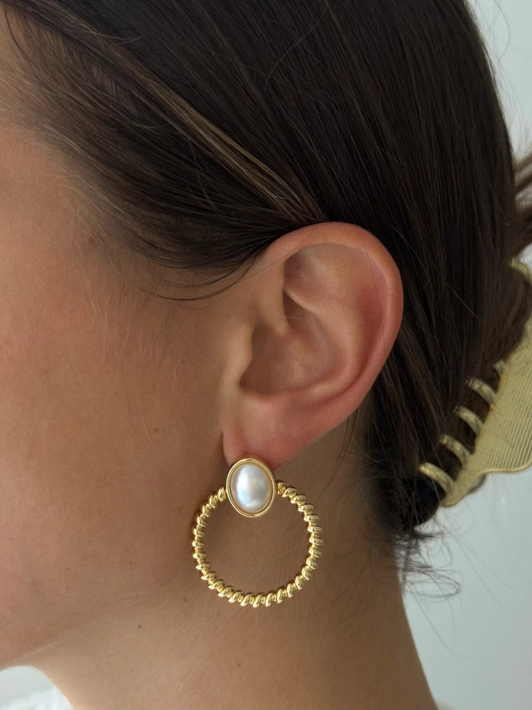 Eloise Pearl Hoops Clothing ALV Jewels Gold