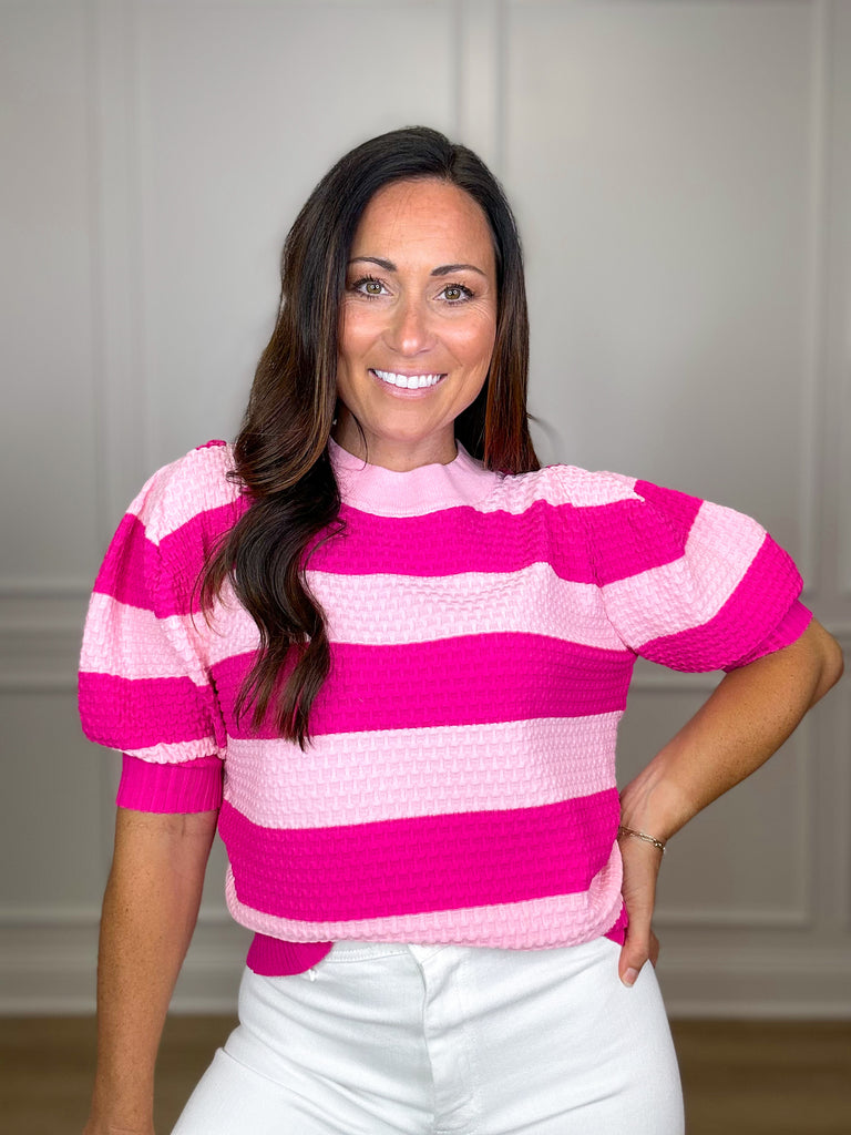 Sweet Stripes Sweater Clothing Peacocks & Pearls Pink S 