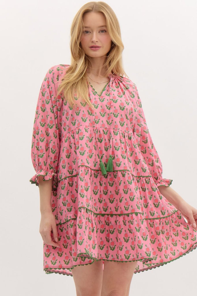 Around The Block Floral Dress Clothing Peacocks & Pearls Pink S