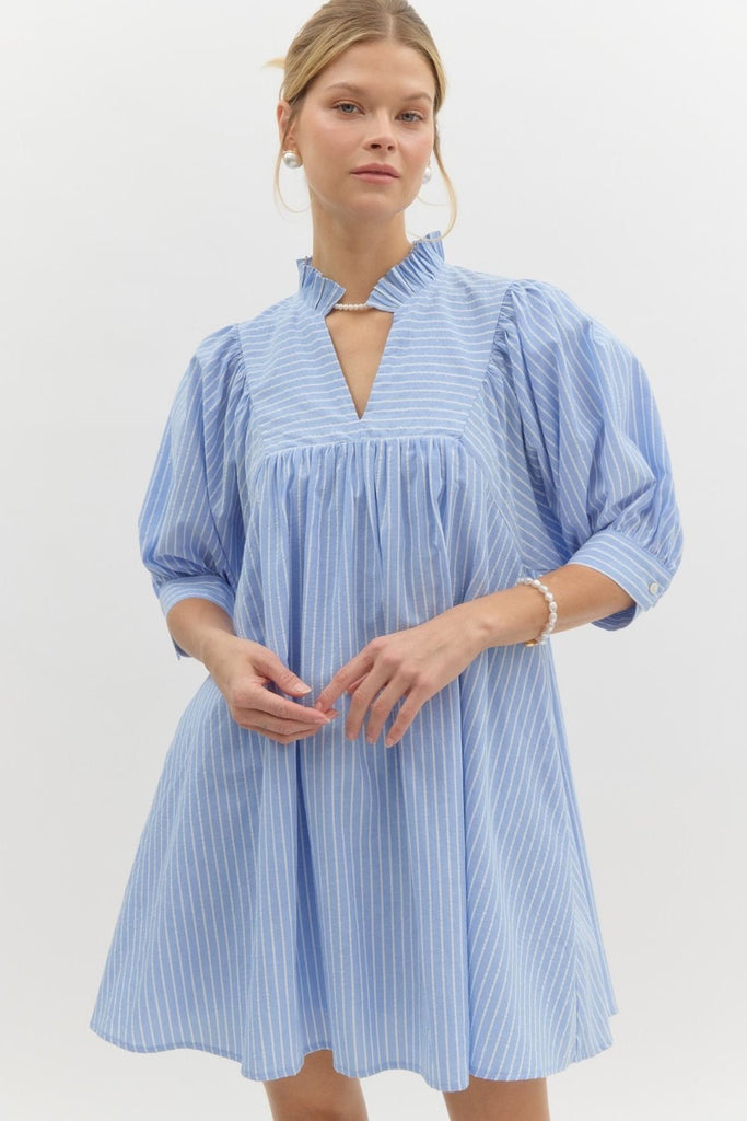 Penelope Pinstripe Dress Clothing Peacocks & Pearls